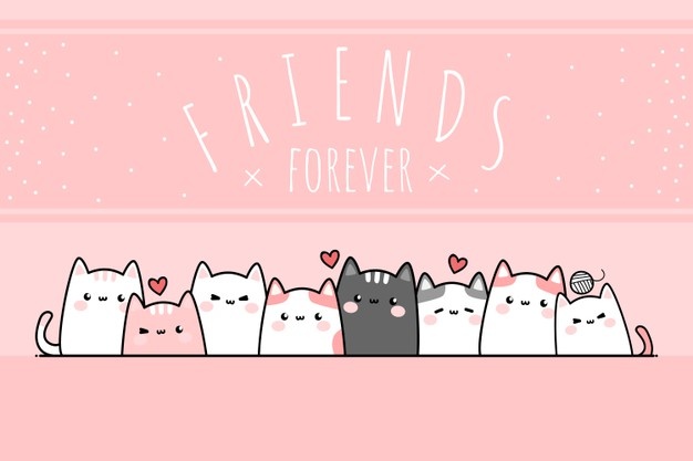 cute_cat_friends_forever_cartoon_doodle_card_wallpaper_40564_487